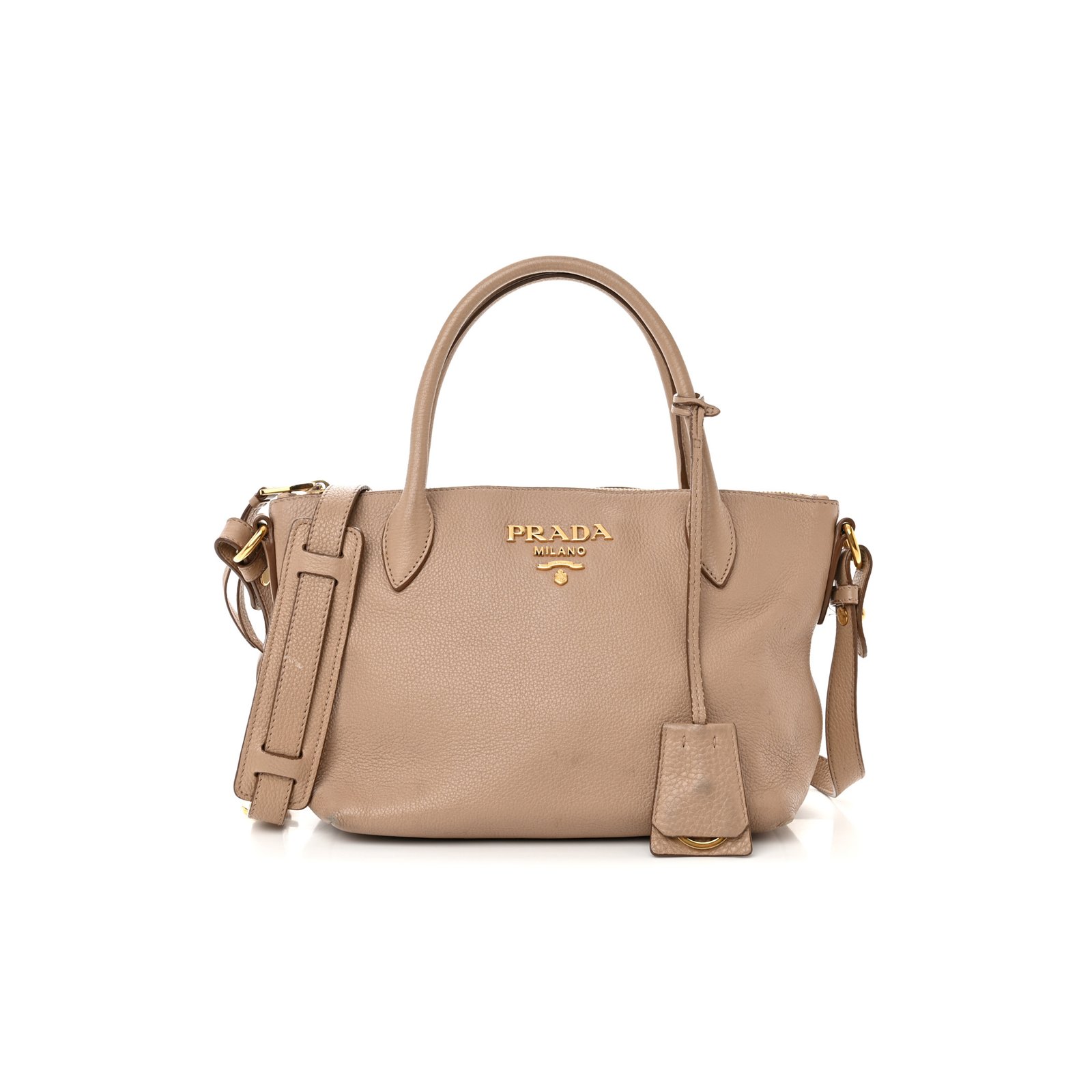 cd2cb76784211fa72de6173e459ce69f3629daa9 PRADA VITELLO DAINO MINI SHOPPING TOTE CAMMEO (23*19*13cm) - Image 1