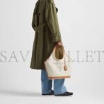 PRADA LARGE LINEN BLEND AND LEATHER TOTE BAG 1BG472 (37*30*13cm) - Image 3