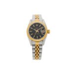 ROLEX STAINLESS STEEL 18K YELLOW GOLD 26MM OYSTER PERPETUAL DATEJUST WATCH BLACK 69173