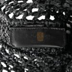 PRADA RAFFIA EMBROIDERED LOGO TOTE BAG BLACK (37*37*4cm) - Image 5