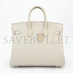 HERM�S MASTER BIRKIN 25 CROCODILE AND TOGO LEATHER MILKSHAKE WHITE GOLD BUCKLE H076216CK18 (25*20*13cm) - Image 2