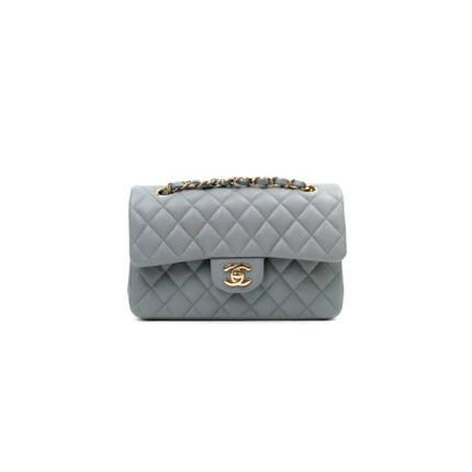 CHANEL CLASSIC SMALL FLAP GREY CAVIAR LIGHT GOLD HARDWARE A37586 (23*14.5*6cm)