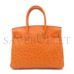 HERM�S MASTER BIRKIN 25 OSTRICH LEATHER ORANGE SILVER BUCKLE H041944CK73 (25*20*13cm) - Image 2