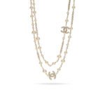 CHANEL PEARL CC LONG NECKLACE LIGHT GOLD 213657