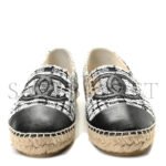 CHANEL TWEED CC ESPADRILLES BLACK WHITE G29762 - Image 2