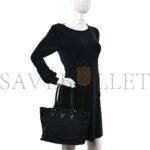 PRADA TESSUTO NYLON SOFT CALF SHOPPING TOTE BLACK (30*25*15cm) - Image 2