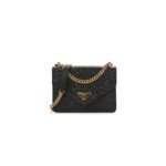 PRADA SAFFIANO SOFT CALFSKIN CHAIN SHOULDER BAG BLACK (20*13*6cm)
