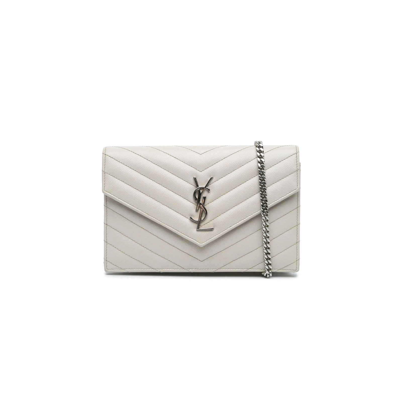 d281d6df80904414236a5aca325b22ffdce60159 YSL CASSANDRE ENVELOPE CHAIN WALLET IN GRAIN DE POUDRE LEATHER 393953031754 (19*12.5*3.5cm) - Image 1
