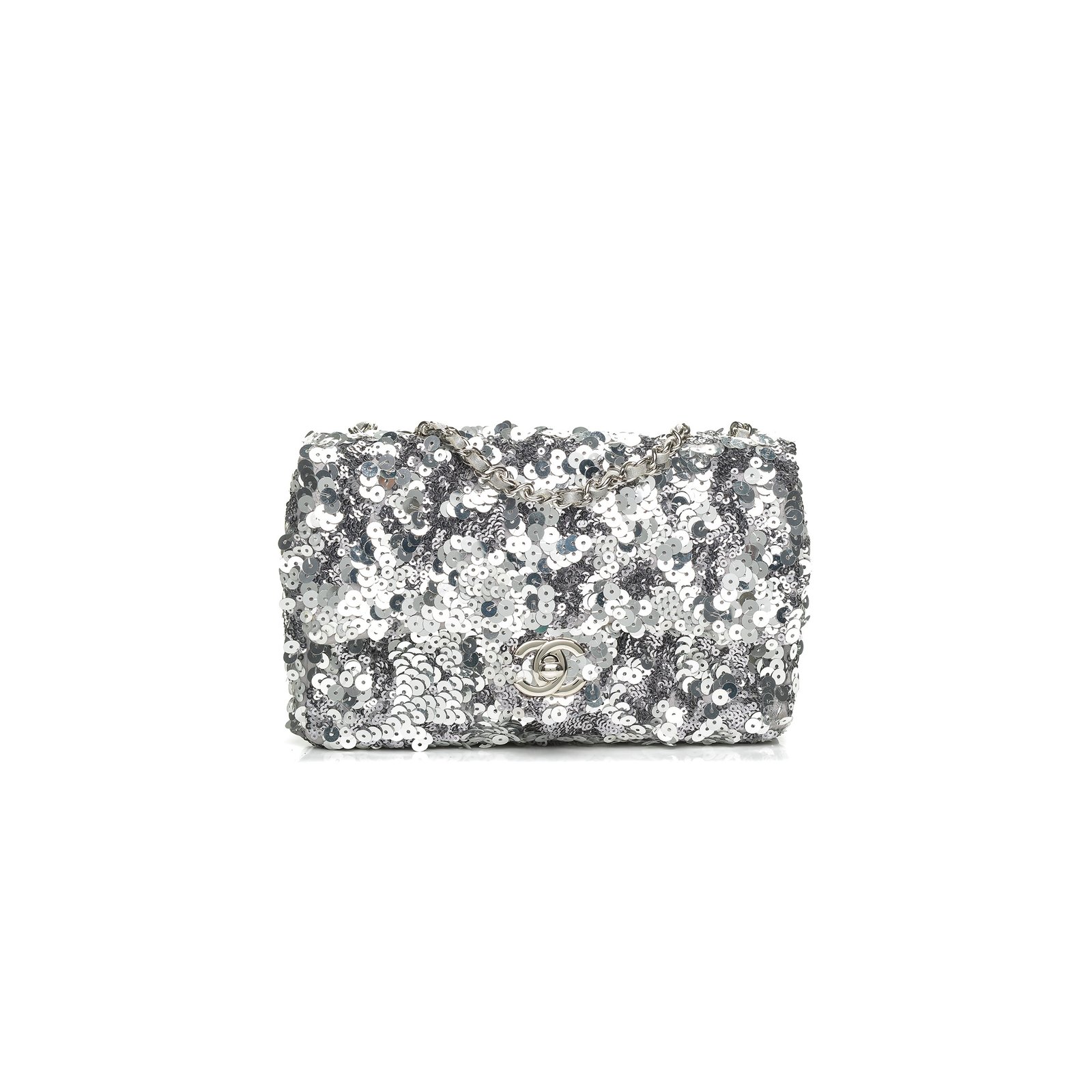 d3056dc8ef22e09eb77ccd22acbcd078b0ace752 CHANEL SEQUIN CLASSIC SMALL FLAP SILVER (21*14*8cm) - Image 1