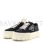 PRADA RE-NYLON GABARDINE TRIANGLE LOGO DOUBLE WHEEL 50MM SNEAKERS 38 BLACK - Image 2