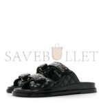 CHANEL LAMBSKIN QUILTED VELCRO DAD CHAIN CC SLIDE SANDALS BLACK G45507 - Image 3