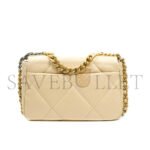 CHANEL 19 SMALL BEIGE GOATSKIN MIXED HARDWARE AS1160 (26*16*9cm) - Image 2