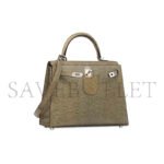 HERM�S MASTER A SHINY LIZARD KELLY 25 GREY HEMP ROPE WITH SILVER BUCKLE (25*17*7cm) - Image 2