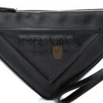 PRADA GRACE LUX TRIANGLE WRISTLET POUCH BLACK (27*15*6cm) - Image 7