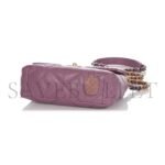 CHANEL PURPLE QUILTED CH�VRE MEDIUM 19 BAG GOLD, RUTHENIUM, AND SILVER HARDWARE AS1160 (26*16*9cm) - Image 7