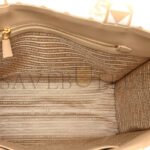 PRADA FABRIC EMBROIDERED SAFFIANO LARGE SYMBOLE TOTE BLACK BEIGE (43*31*20cm) - Image 4