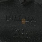 PRADA SPAZZOLATO ROIS RE-NYLON METAL TRIANGLE LOGO MONOLITH POUCH POCKET 55MM BOOTS 37 BLACK - Image 5