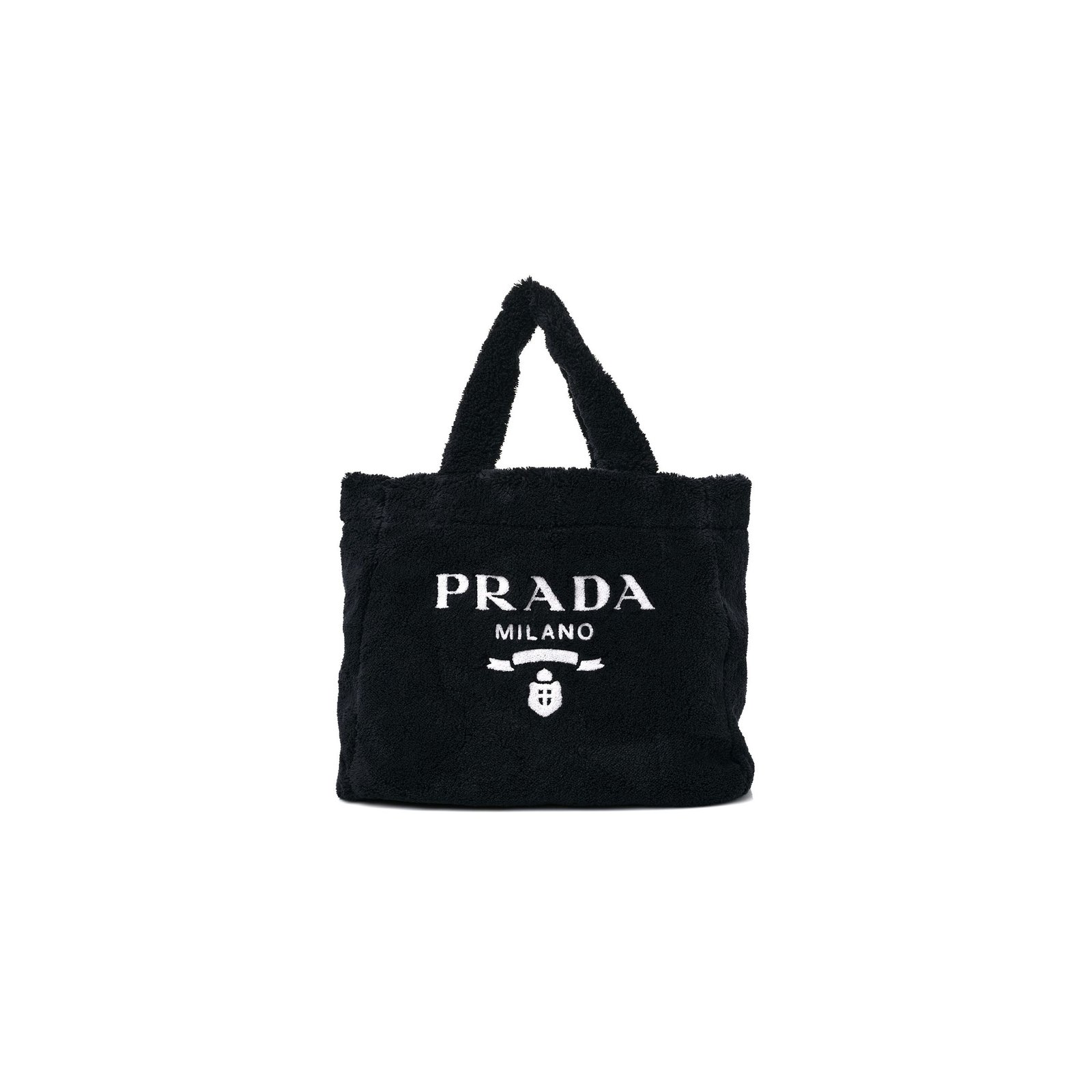 d8988545818071bdcaa33697cd0be59a4d3dc54b PRADA TERRY TOTE BAG BLACK WHITE (39*33*14cm) - Image 1