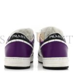PRADA VITELLO ROIS METAL TRIANGLE LOGO MENS DOWNTOWN LOW TOP SNEAKERS 8 WHITE CICLAMINO - Image 4