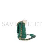 CHANEL GREEN QUILTED LAMBSKIN CHANEL 19 FLAP GOLD AND RUTHENIUM HARDWARE AS1160 (26*16*9cm) - Image 3