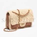 CHANEL SHEARLING LAMBSKIN & GOLD-TONE METAL FLAP BAG AS5148 (18*12*6cm) - Image 3