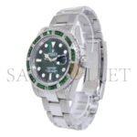 ROLEX SUBMARINER DATE STEEL GREEN STONES & DIAMOND 40MM WATCH 116610 - Image 3