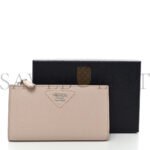 PRADA VITELLO DAINO TRIANGLE CONTINENTAL ZIP WALLET NINFEA (16*10*2cm) - Image 2