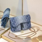 Women’s Fashion Canvas Blue Cowhide Handbag