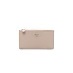 PRADA VITELLO DAINO TRIANGLE CONTINENTAL ZIP WALLET NINFEA (16*10*2cm)