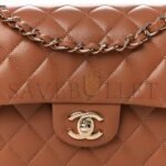 CHANEL LAMBSKIN QUILTED SMALL DOUBLE FLAP BROWN AS1117 (23*14.5*6cm) - Image 5