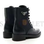 PRADA SPAZZOLATO RE-NYLON METAL TRIANGLE LOGO WOMENS 50MM COMBAT BOOTS 37 BLUE - Image 3