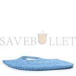 PRADA RAFFIA EMBROIDERED LOGO SHOPPING TOTE BAG CELESTE (50*41*19cm) - Image 3