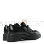 PRADA SPAZZOLATO METAL TRIANGLE LOGO 50MM LOAFERS 36.5 BLACK - Image 4