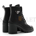 PRADA SPAZZOLATO RE-NYLON METAL TRIANGLE LOGO LACE UP 55MM ANKLE BOOTS 36.5 BLACK - Image 4
