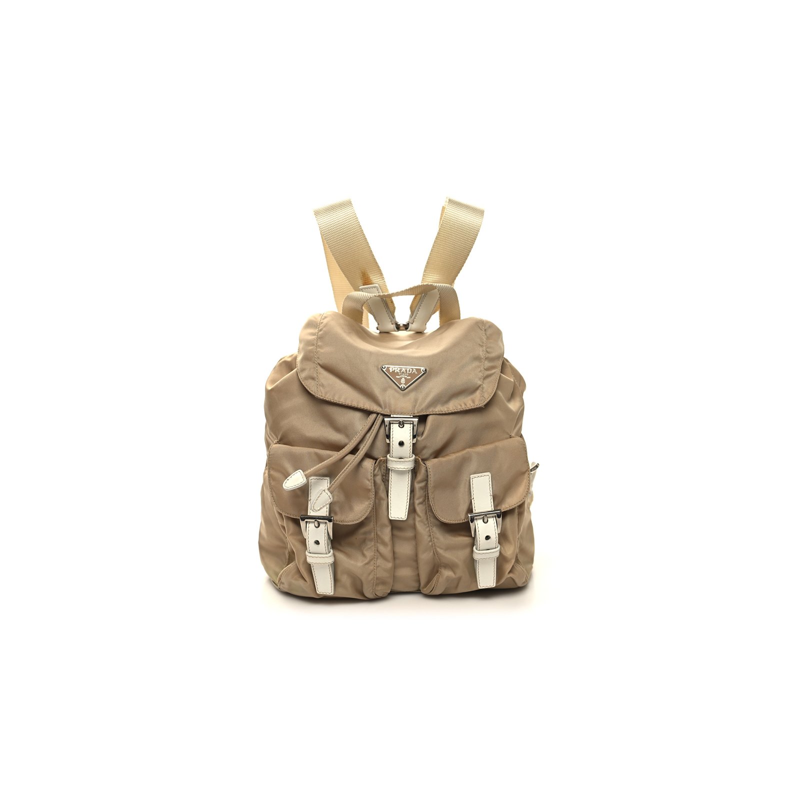 de379b6fca811b8b8d32bbae204ab7dc29ebe939 PRADA TESSUTO NYLON VELA SMALL BACKPACK CAMMELLO BLANCO (25*24*12cm) - Image 1