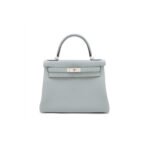 HERM�S MASTER KELLY 28 TOGO BLUE GLACIER SILVER METAL FITTINGS (28*22*10cm)