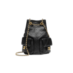 CHANEL BLACK BACKPACK SHINY LAMBSKIN & GOLD-TONE METAL AS5310 (24*18*7cm)