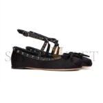 VALENTINO ROCKSTUD SATIN BALLERINA WITH TONE-ON-TONE STUDS 5W2S0HB6EQL_0NO - Image 3