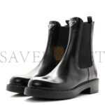 PRADA SPAZZOLATO METAL TRIANGLE LOGO 50MM CHELSEA BOOTS 38 BLACK - Image 2