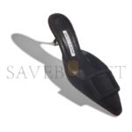 MANOLO BLAHNIK MAYSALE BLACK SUEDE KITTEN HEEL MULES 9XX-0246-0010 - Image 3