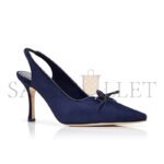 MANOLO BLAHNIK FARID NAVY BLUE SUEDE SLINGBACK PUMPS 424-1903-0008 - Image 2