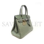 HERM�S MASTER BIRKIN 30 OSTRICH LEATHER DARK GREEN GOLD BUCKLE H041933CK81 (30*22*16cm) - Image 3