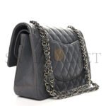 CHANEL LAMBSKIN QUILTED DOUBLE FLAP DARK GREY AS1112 (25.5*15.5*6.5cm) - Image 3