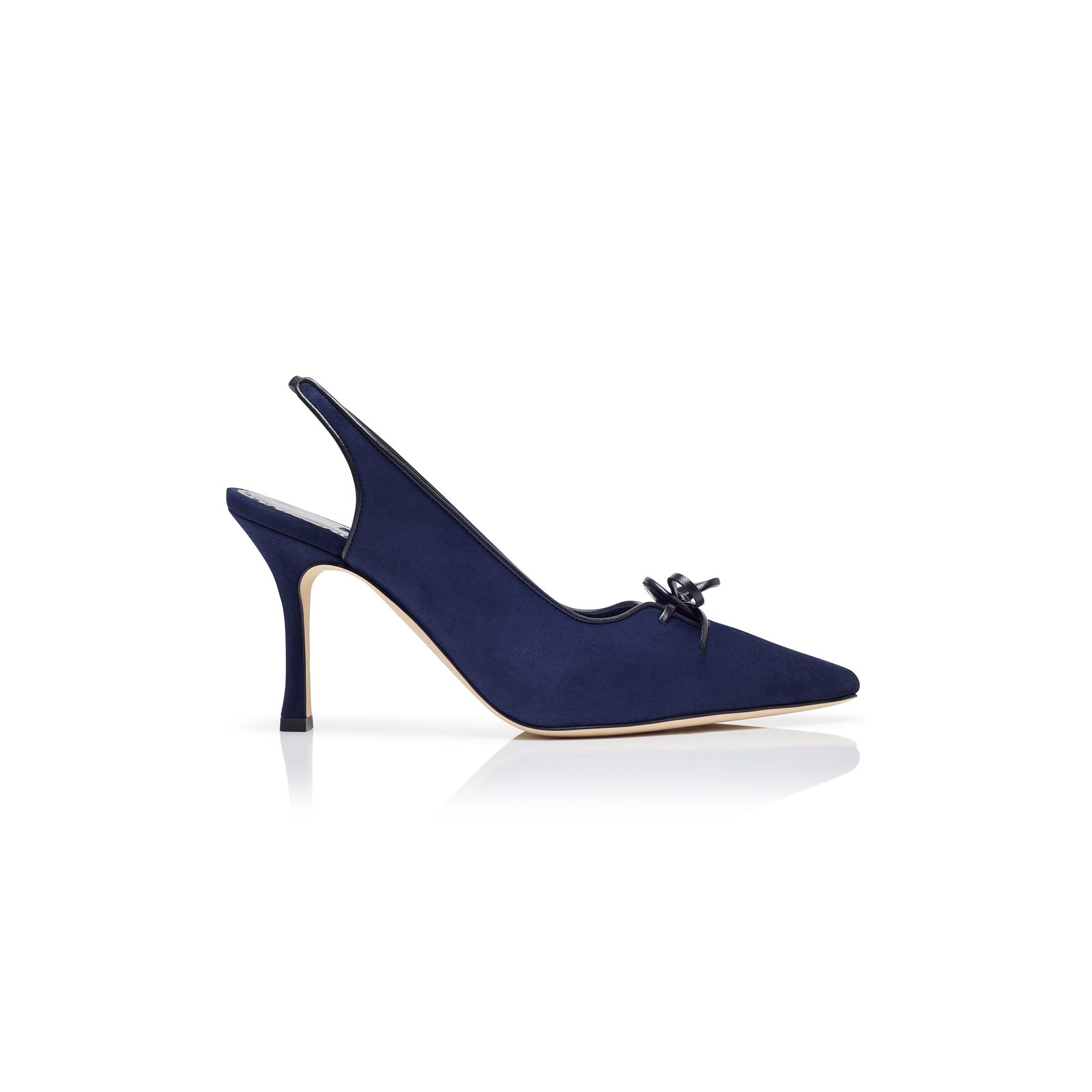 e11d51c1381d303553a3a4a42e7398d04f74001f MANOLO BLAHNIK FARID NAVY BLUE SUEDE SLINGBACK PUMPS 424-1903-0008 - Image 1