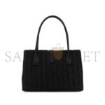 YSL RAFFIA PANIER RECTANGLE TOTE BLACK�741199GAADO (29*21*9cm) - Image 3