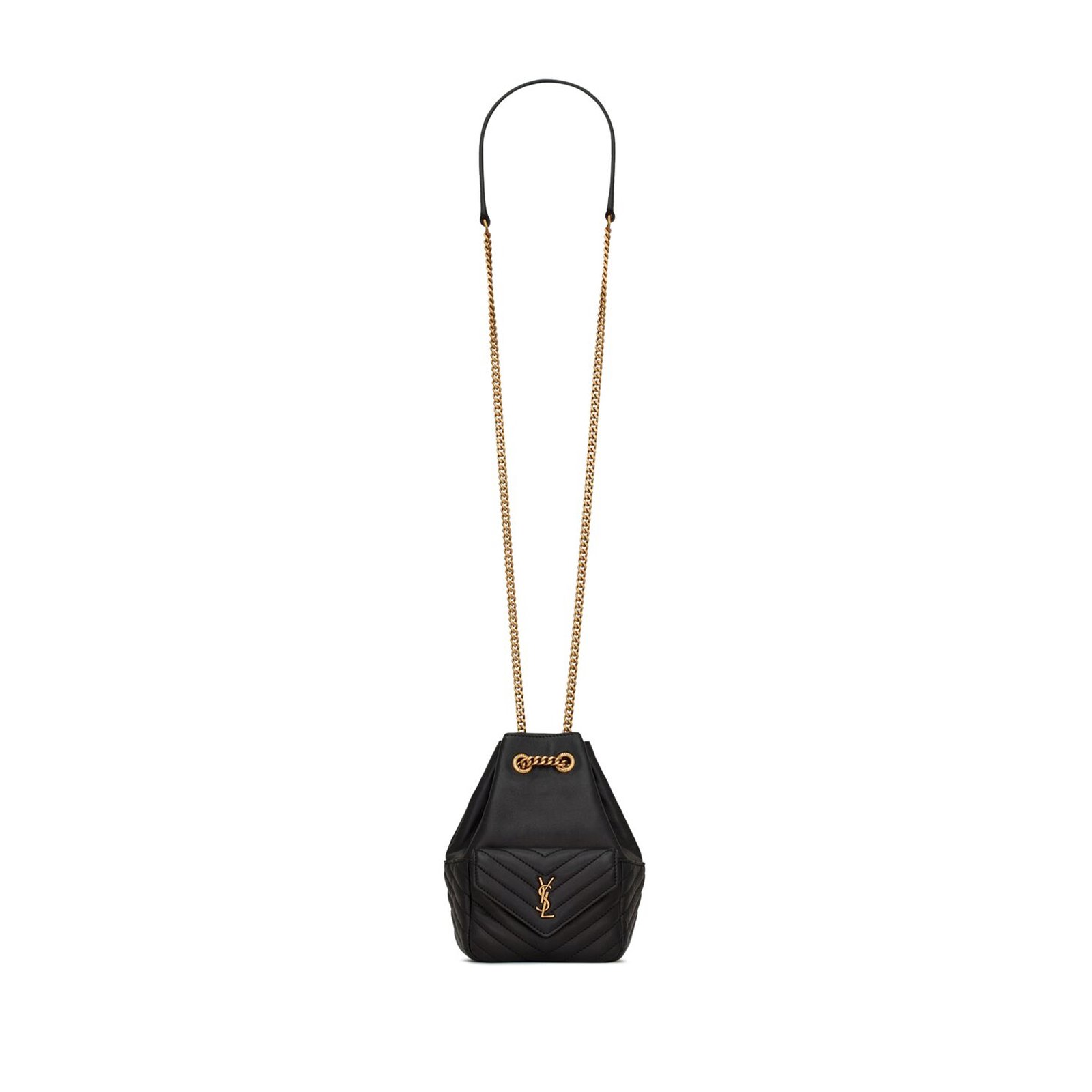 e1a72e336503625cc6193eb3ba6f4000cd65e048 YSL JOE MINI BLACK QUILTED MONOGRAM BUCKET BAG 7607451EL071000 (19*13*13cm) - Image 1