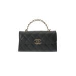 CHANEL BLACK CAVIAR LEATHER PHONE CASE SHOULDER BAG (18*10*4.5cm)