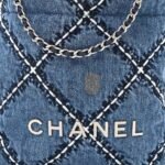 CHANEL STITCHED DENIM QUILTED MINI CHANEL 22 BLUE (19*18*6cm) - Image 8