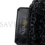 PRADA RAFFIA EMBROIDERED SMALL LOGO TOTE BAG BLACK (23*22*11cm) - Image 5