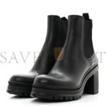 PRADA VITELLO MONTANA LUG SOLE CHELSEA 55MM BOOTS 36 BLACK - Image 3